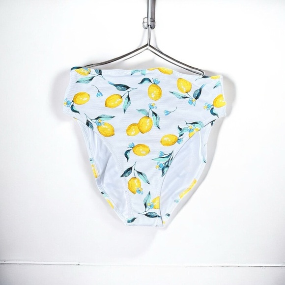 🌻NEW w/tags Jessica Simpson Lemons High Waisted Tie Back Bikini Bottom Size S - Picture 3 of 11